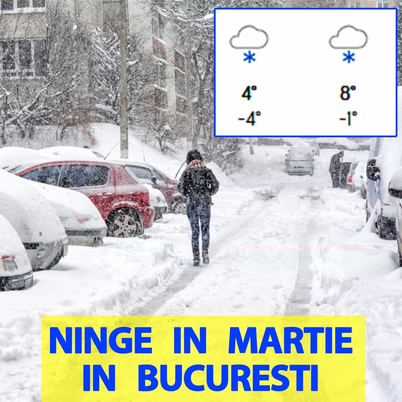 AccuWeather anunță o lună martie de IARNĂ în București: Ninsori și temperaturi corespondente cu înghețul