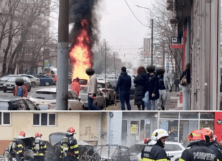 Tragedie la București: O femeie și-a pierdut viața într-o mașină cuprinsă de flăcări, soțul ei reușind să se salveze.