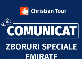 Christian Tour organizează două zboruri speciale pentru repatrierea a 369 de turiști români blocați în Emiratele Arabe Unite din cauza conflictului din Orientul Mijlociu.