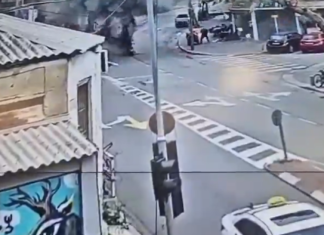 Rachetă iraniană dotată cu muniție cu dispersie a explodat în Tel Aviv, surprinsă de o cameră de supraveghere