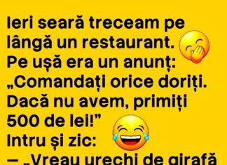 Bancul zilei: Un client a încercat să păcălească un restaurant, dar a avut parte de o surpriză neașteptată!